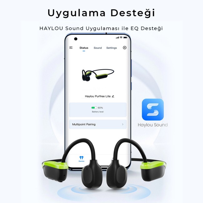 Haylou PurFree Lite BC04 Kemik İletimli Kablosuz Bluetooth Kulaklık Siyah (Haylou Türkiye Garantili) - Thumbnail